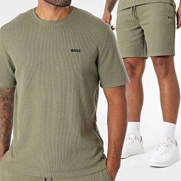 BOSS - Waffle Tee Shirt and Jogging Shorts 50535891 50535884 Khaki green